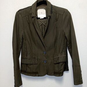 Hei Hei by Anthropologie Olive Green Denim Utility Button Front Jacket 3050
